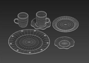 茶杯和盘子设计MAX模型素材