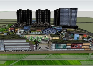 某城市中心综合建筑图设计SU(草图大师)模型