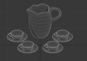 水壶和茶杯设计MAX模型素材