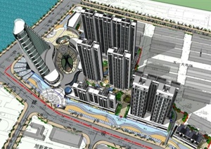 现代风格商住楼及办公大楼建筑设计SU(草图大师)模型