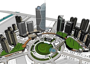 现代住宅商业综合体建筑设计SU(草图大师)模型