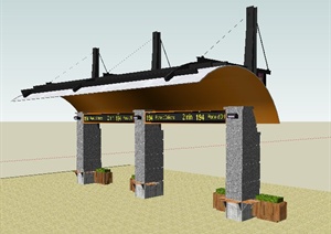 园林景观现代公交站台设计SU(草图大师)模型