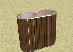 园林景观双筒垃圾桶SU(草图大师)模型