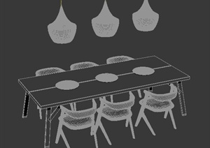 室内装饰餐桌椅组合3dmax模型