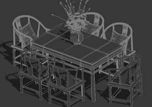 一套中式餐桌设计MAX模型