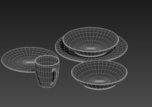 室内装饰盘子、杯子餐具3dmax模型