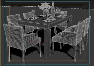 室内装饰现代风格餐桌椅3dmax模型
