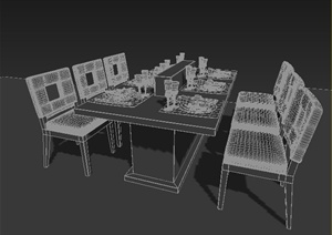 中式风格餐桌椅组合3dmax模型