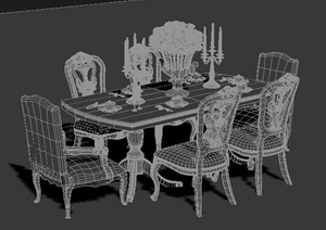 欧式风格六人餐桌椅3dmax模型