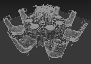 室内装饰欧式餐桌椅3dmax模型