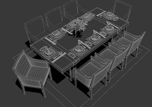 某现代四座餐桌设计MAX模型
