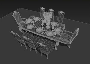 一套方形欧式餐桌设计MAX模型