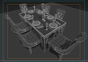室内装饰欧式风格餐桌椅3dmax模型