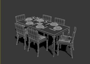 现代风格六人餐桌椅3dmax模型