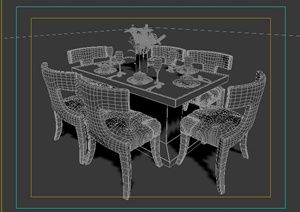 室内装饰现代餐桌椅3dmax模型
