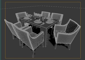 室内装饰现代餐桌椅组合3dmax模型