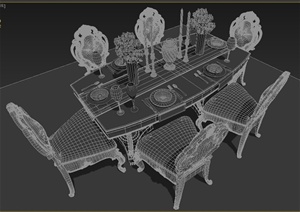 一套欧式餐桌设计3DMAX模型