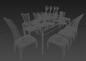 欧式长方形餐桌3dmax模型