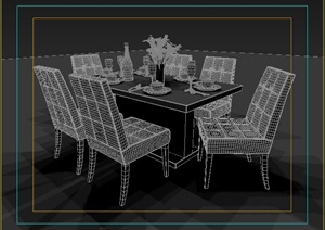 室内设计现代餐桌椅组合3dmax模型