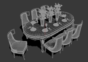 室内装饰欧式餐桌3dmax模型