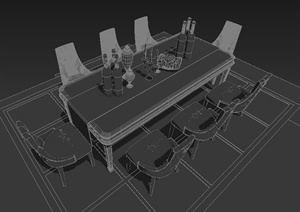 某方形欧式餐桌设计MAX模型
