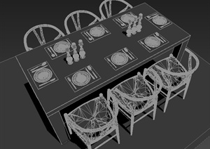 某方形中式餐桌设计MAX模型