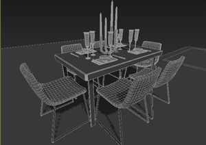 现代风格六人餐桌3dmax模型
