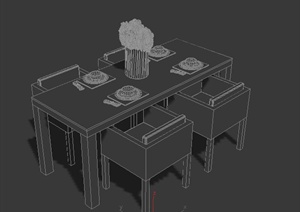 室内装饰现代中式餐桌椅3dmax模型