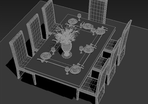 室内装饰中式餐桌3dmax模型