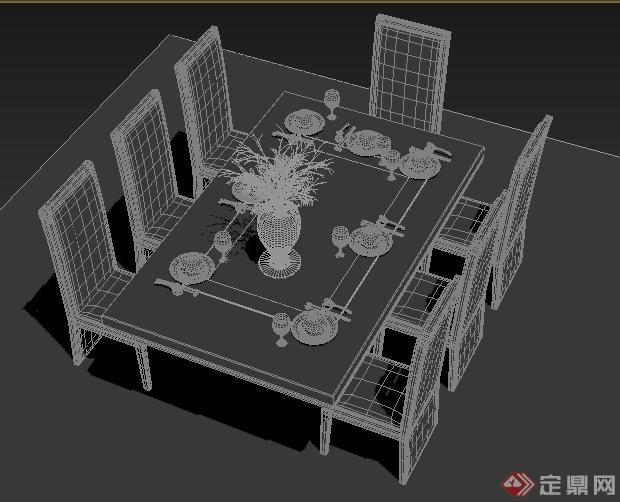 室内装饰中式餐桌3dmax模型(1)