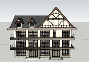 欧式某三层居民住宅建筑设计SU(草图大师)模型