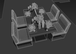 某四座现代餐桌设计MAX模型