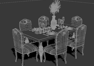 室内设计欧式餐桌椅3dmax模型