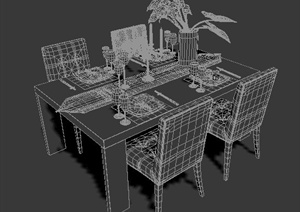 现代简约餐桌椅组合3dmax模型