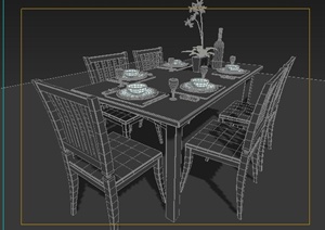 室内装饰中式长餐桌3dmax模型