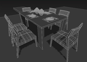 现代中式餐桌椅3dmax模型