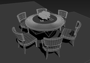 欧式圆形餐桌设计MAX模型