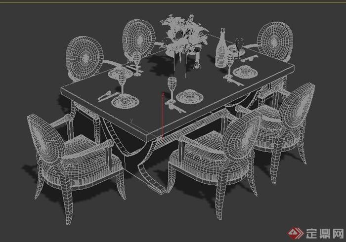 室内设计欧式风格餐桌椅3dmax模型(1)