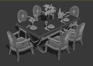 室内设计欧式风格餐桌椅3dmax模型
