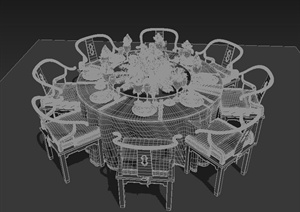 中式环形餐桌设计MAX模型