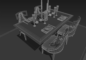 欧式四人餐桌设计MAX模型