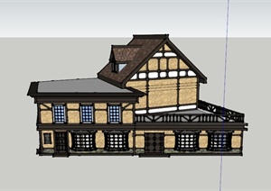 某两层欧式阁楼式住宅建筑设计SU(草图大师)模型