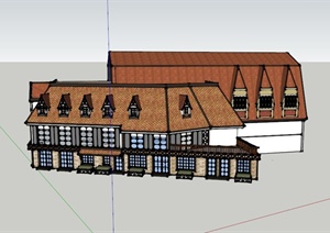 某欧式两层餐馆建筑设计SU(草图大师)模型