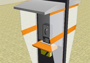 某现代风格公用电话亭设计SU(草图大师)模型