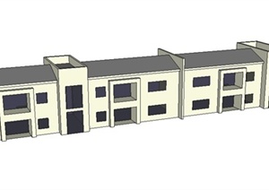 某双层公寓建筑框架设计SU(草图大师)模型