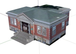 某栋图书馆建筑设计SU(草图大师)模型