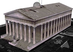 某联邦大厅市政厅建筑设计SU(草图大师)模型