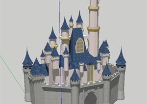 某地中海风格城堡建筑设计SU(草图大师)模型