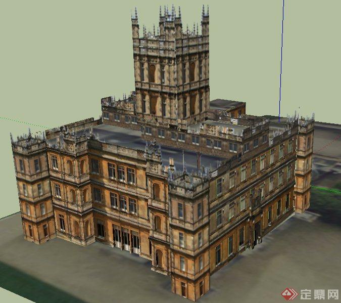 哥特式风格海克利尔城堡建筑设计SU模型(1)