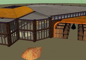 一栋超市建筑以及室内设计SU(草图大师)模型